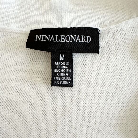 Nina Leonard Open-Front Crop Cardigan Size M White Short Sleeve Bolero Shrug - Picture 4 of 8